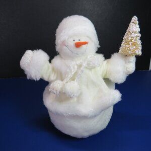 Russ Snowman Jody Lynn Collection w bottlebrush tree Winter Holiday 8" tall